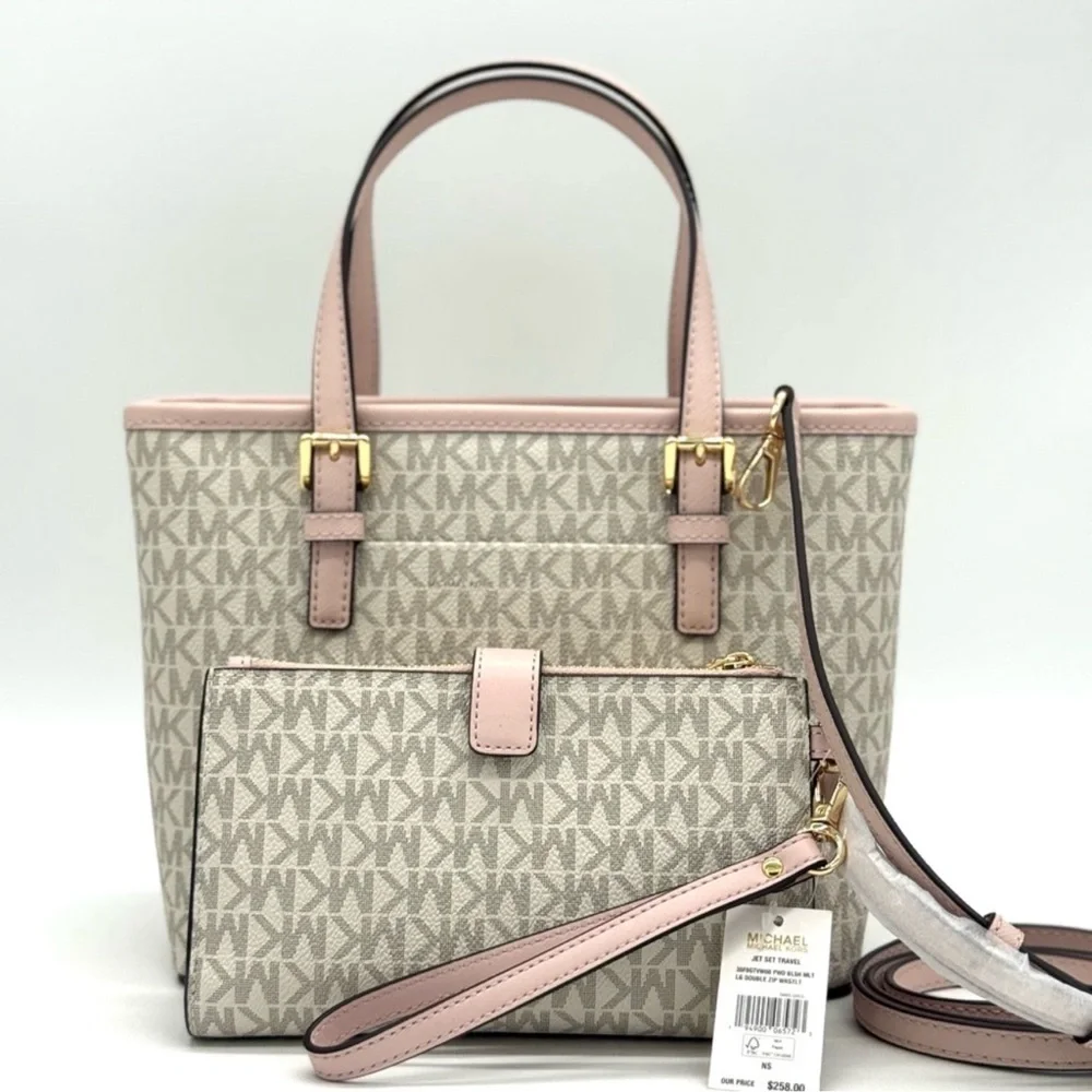 Michael Kors Jet Set Travel Extra-Small Top-Zip Tote Bag & Double Zip Wallet Set